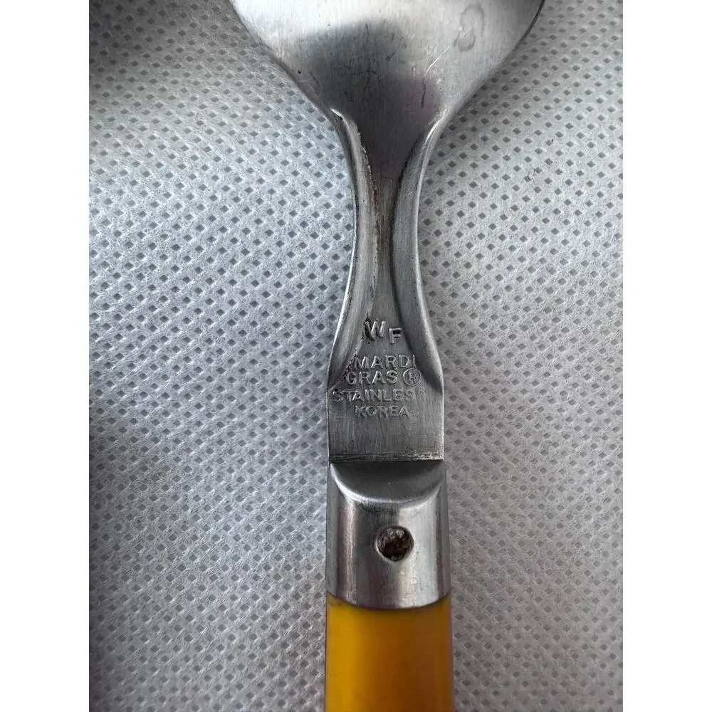 1970s Washington Forge Mardi Gras Butterscotch Yellow Flatware Set 35 Pieces
